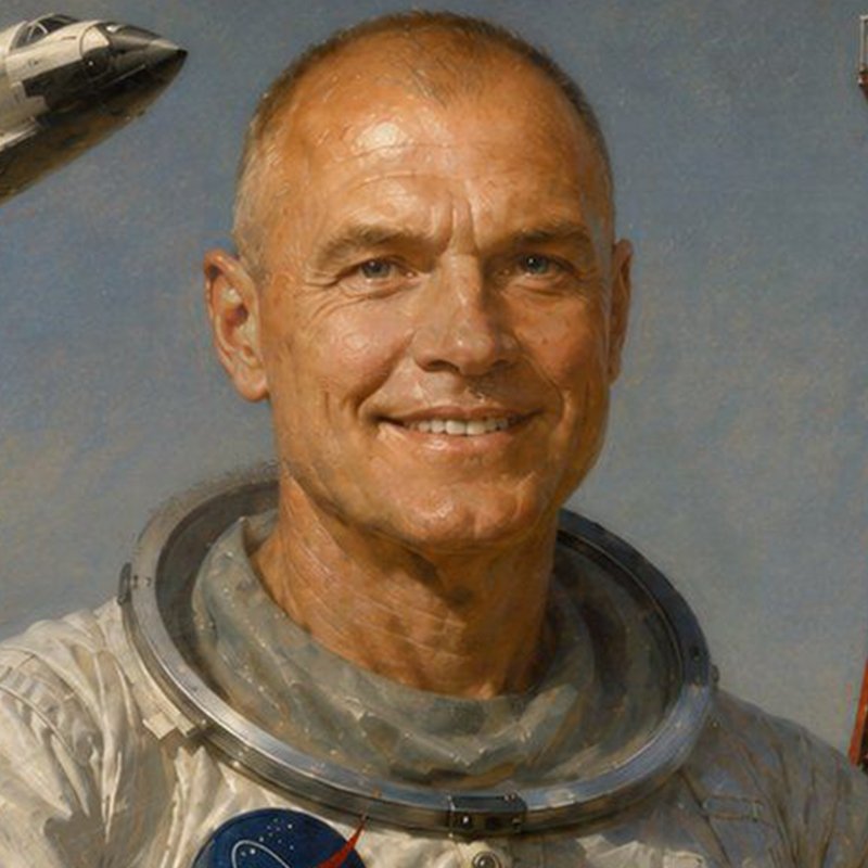 Portrait of astronaut John Glenn, part of William Dean Hinsch's national heroes gallery