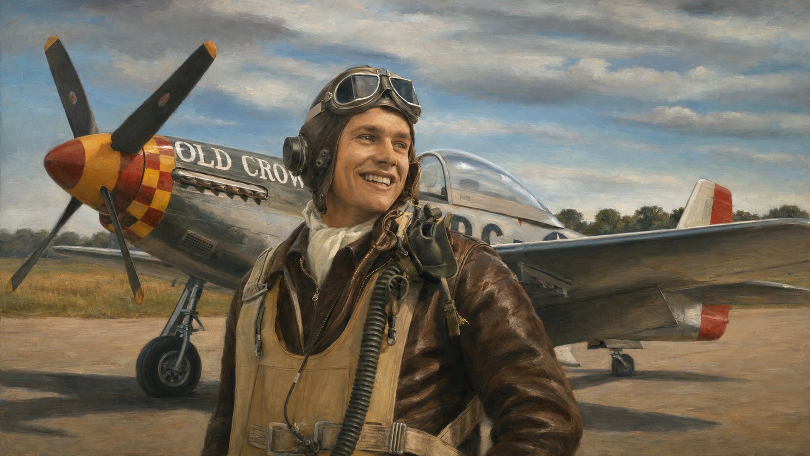 WWII fighter ace Bud Anderson portrait by William Dean Hinsch