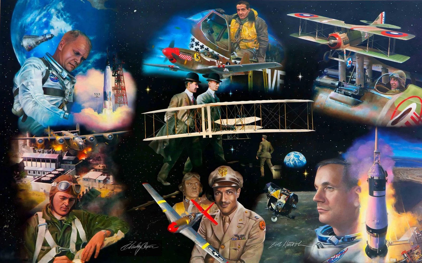 Ohio Aviators: 100th Year of Flight, painting by William Dean Hinsch, Dayton Air Force Museum