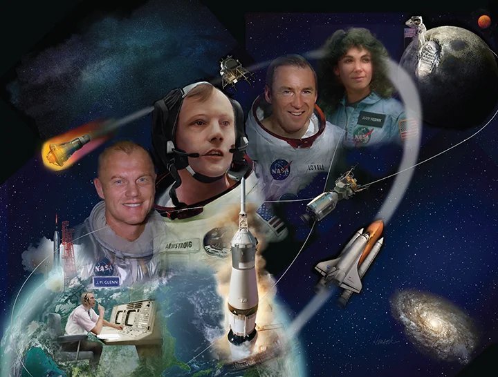 Ohioans in Space, a monumental painting by William Dean Hinsch honoring Ohio's astronauts, displayed in the Ohio Statehouse Rotunda
