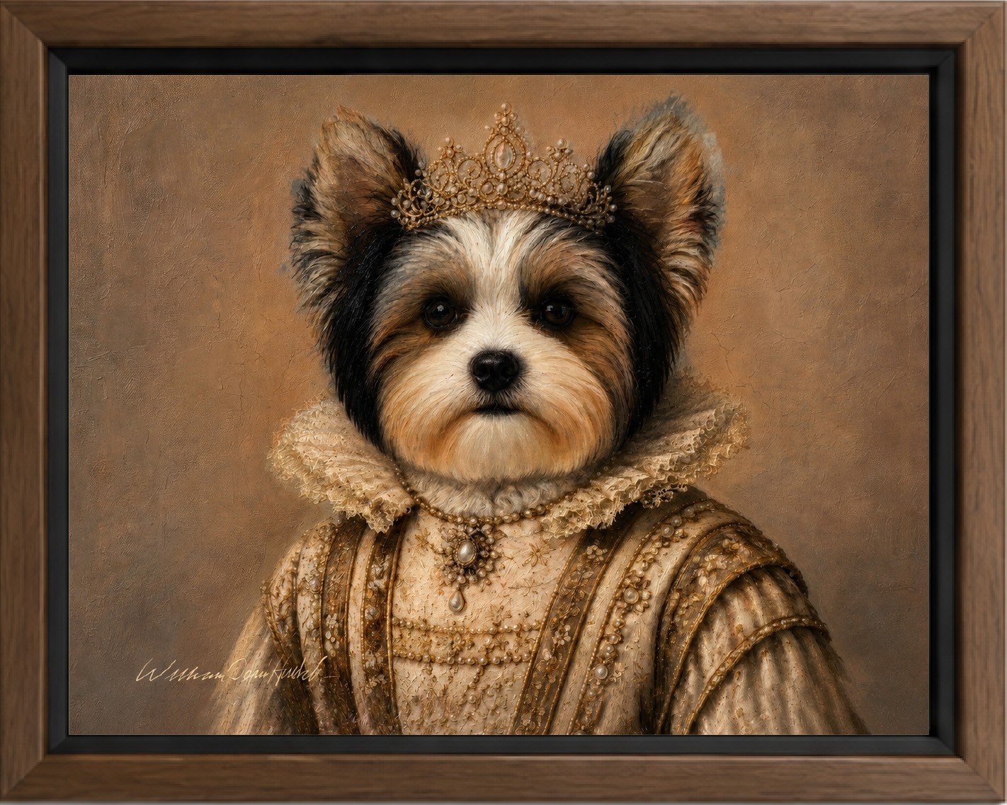 Queen Lettie, portrait of a dog in royal costume by William Dean Hinsch