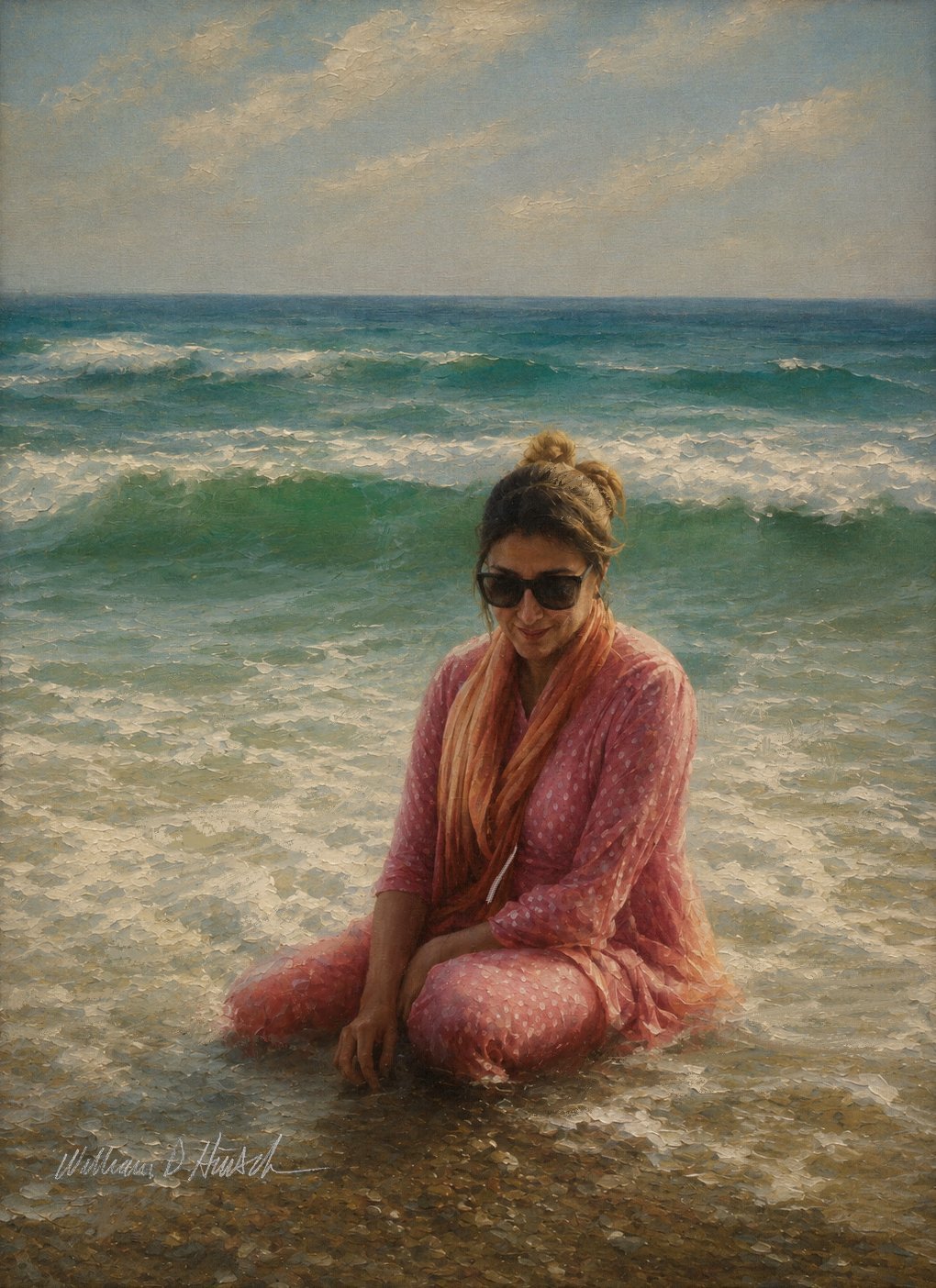 Sana on Karachi Beach, portrait by William Dean Hinsch
